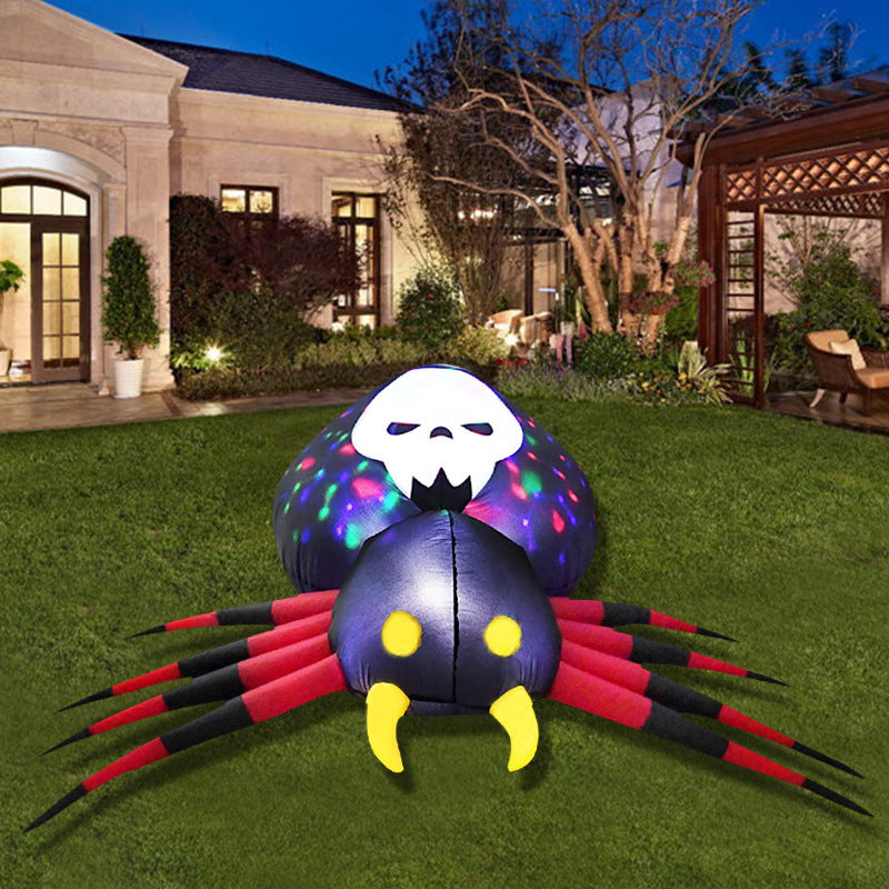 Spider Inflatable With LED Skull Abdomen Halloween Decor
