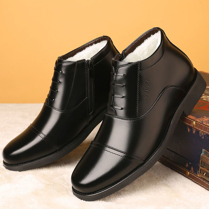 Cozy Warm Mens Ankle Boots - Cap Toe, PU Leather, Winter