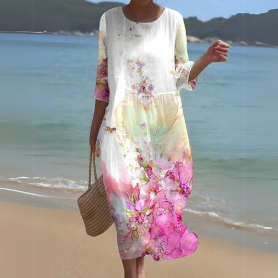 Elegant Floral Print Summer Dress for Women - Comfortable Fit Wedding Guest or Cocktail Dress-5