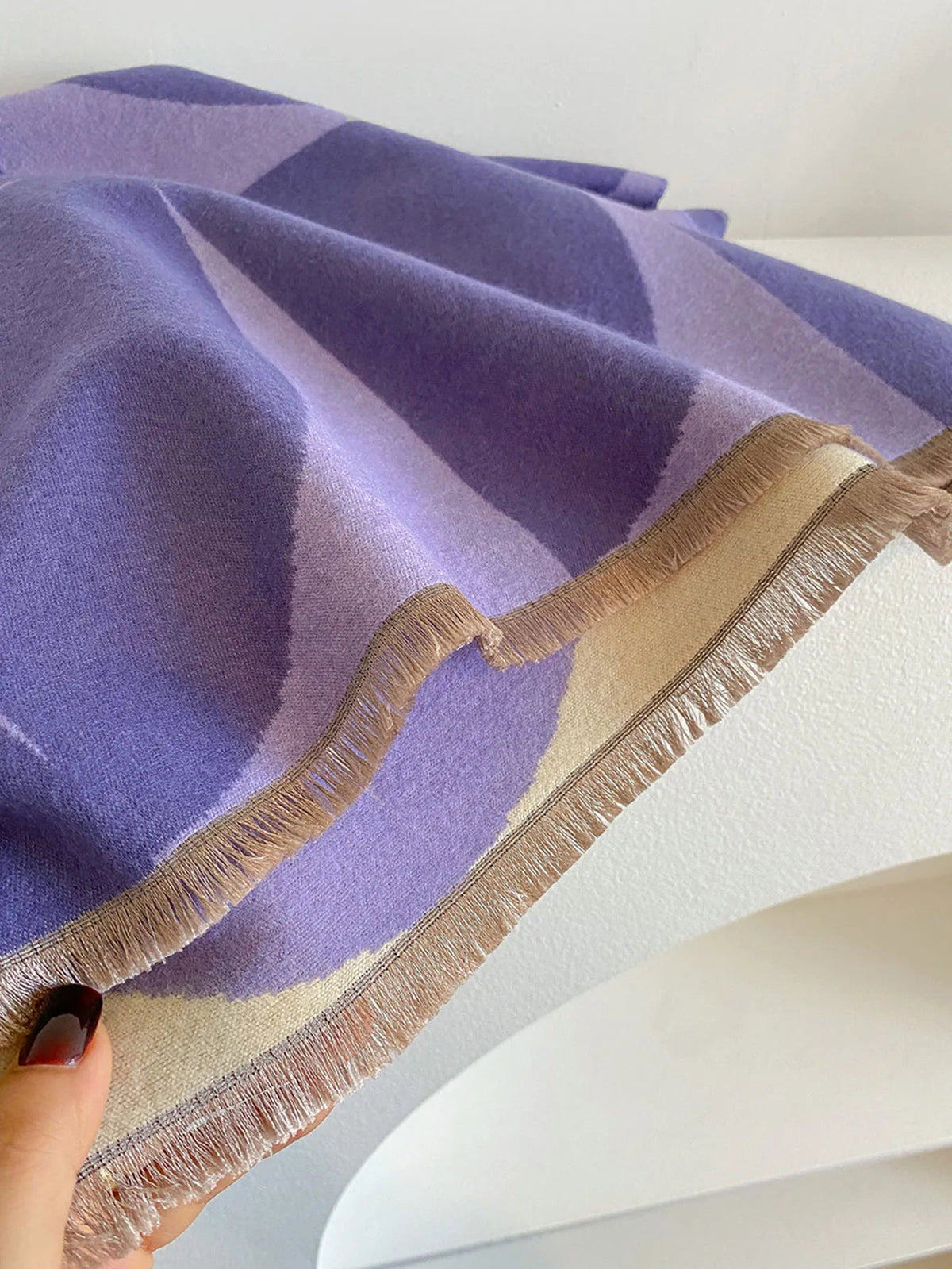 Oversized Womens Scarf - Reversible Patterned Cashmere