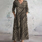 Vintage Stripe Dress with V-Neck, Ankle-Length, Functional Pockets, Lightweight Fabric-4