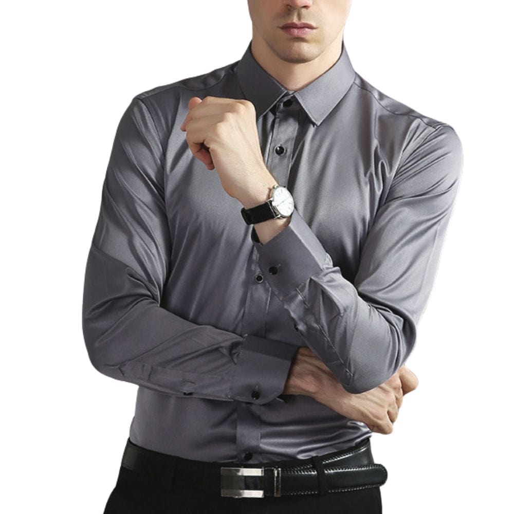 Variant image for Men's Elastic Comfort Dress Shirt, Wrinkle-Free, Breathable Fabric, Quick Drying, Regular Fit for All Occasions-43