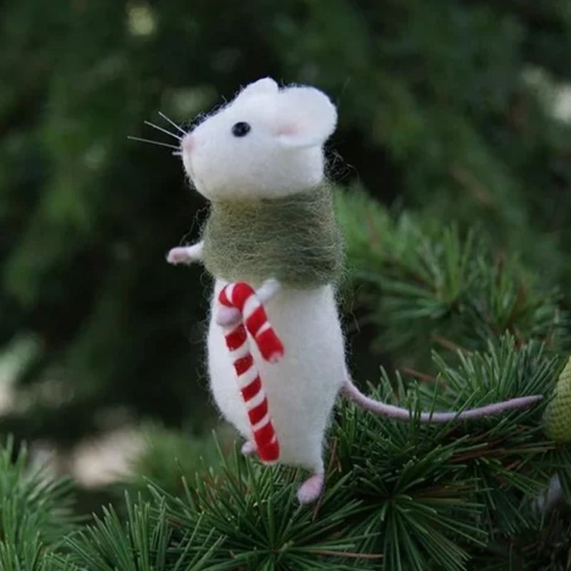 Felt Handcrafted Pumpkin Mouse Ornament - Unique Seasonal Decor for Halloween & Christmas Celebrations