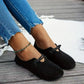 Plush Women's Shoes - Round-Toe Flat Lace-Up, Suede, Multi-Use Regular Use With Cushioned Lining