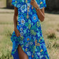 Plush women's dress - scoop neck, flowy mid-length silhouette, geometric print, casual everyday wear