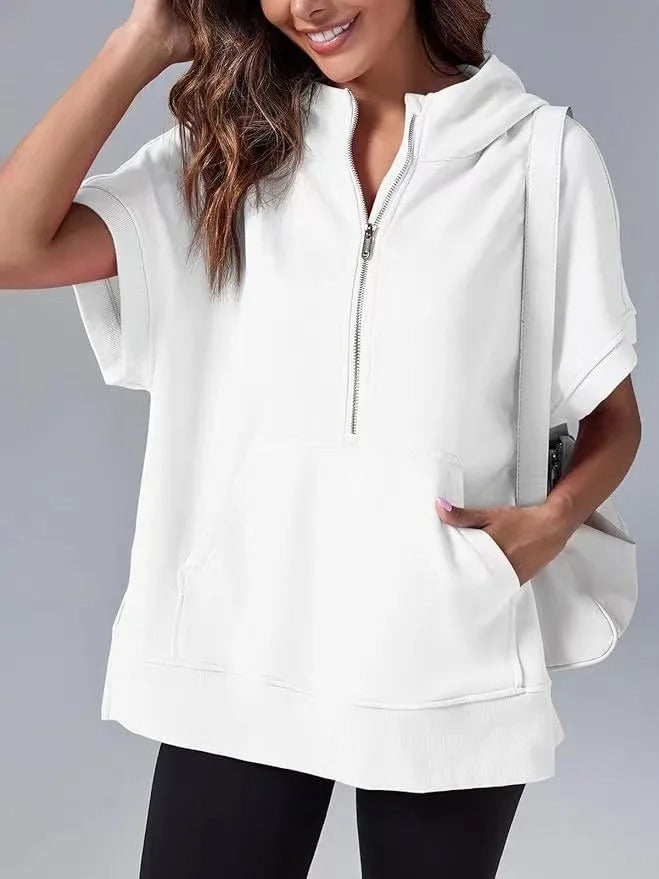 Light Women's Short Sleeve Hoodie - Oversized Knit