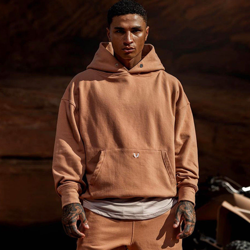 Relaxed Oversized Men's Pullover Hoodie - Cotton, Casual