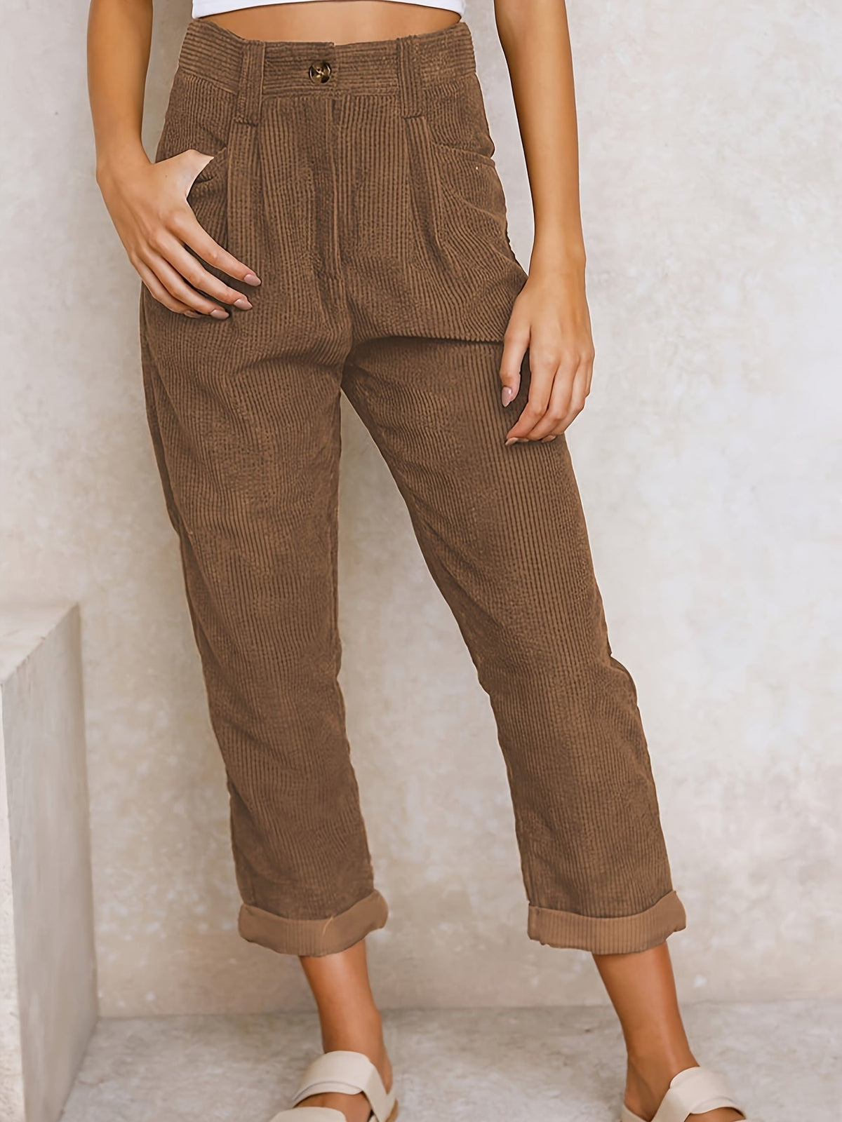 Variant image for High Waist Casual Women's Pants, Soft Comfortable Fabric, Relaxed Fit, Versatile Styling, Available in Sizes S to 3XL-43