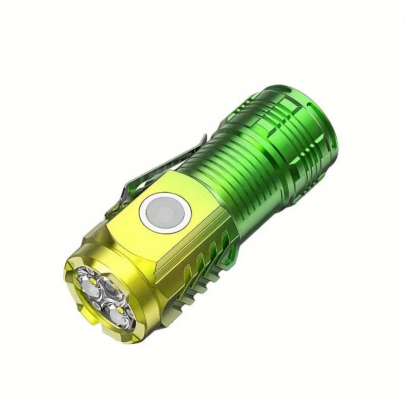 Tactical LED Mini Flashlight - USB Battery-Powered 5 Modes Work Light for Hiking, Camping, Car Repair, Travel-Friendly Torch with Clip & Magnet