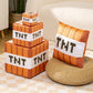 TNT Grass Block Decorative Pillow, Plush Toy for Gaming Room Decor, Green and Brown