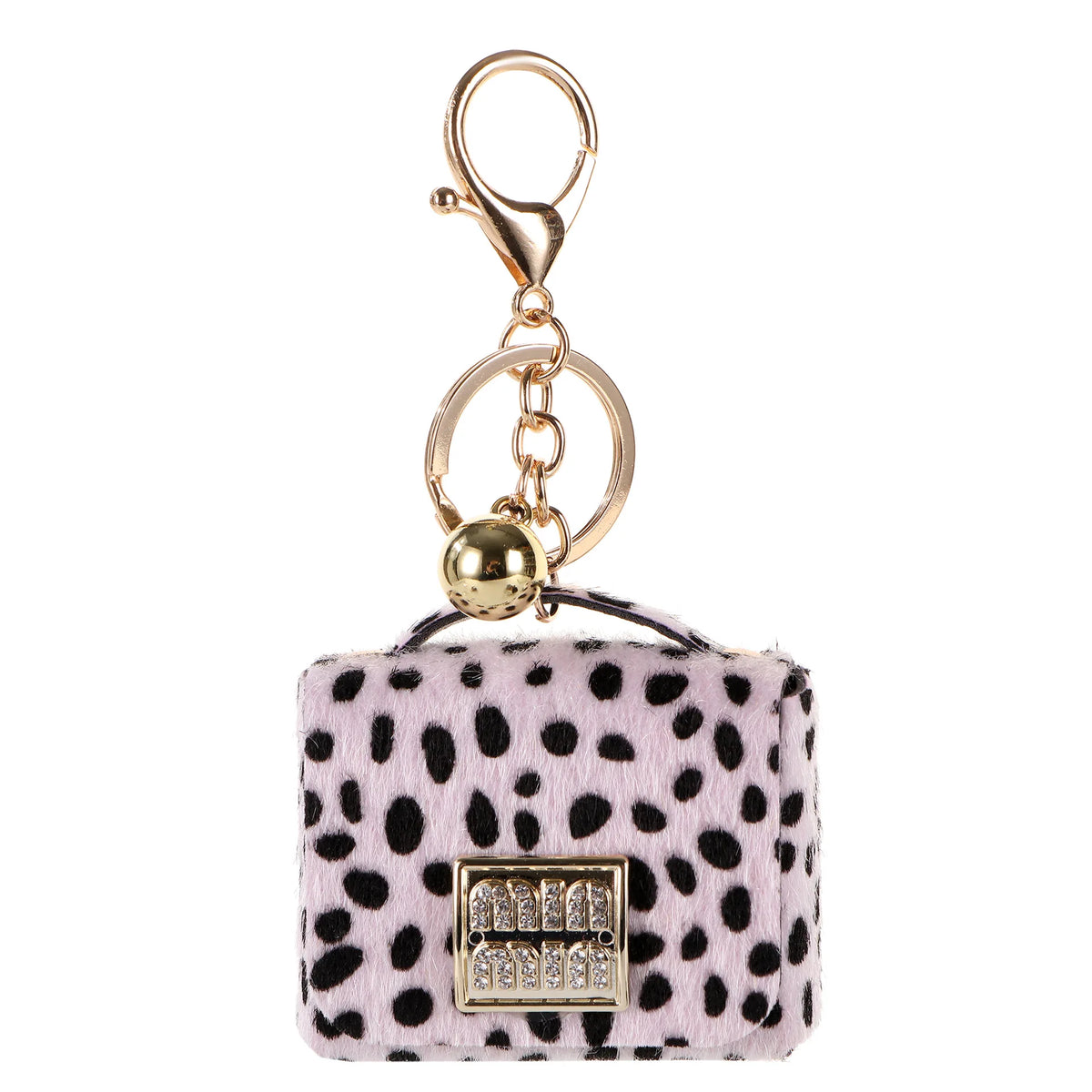 Free 1+1 Birkin Inspired Mini Hand Bag - Leopard Print Bag Charm Keychain