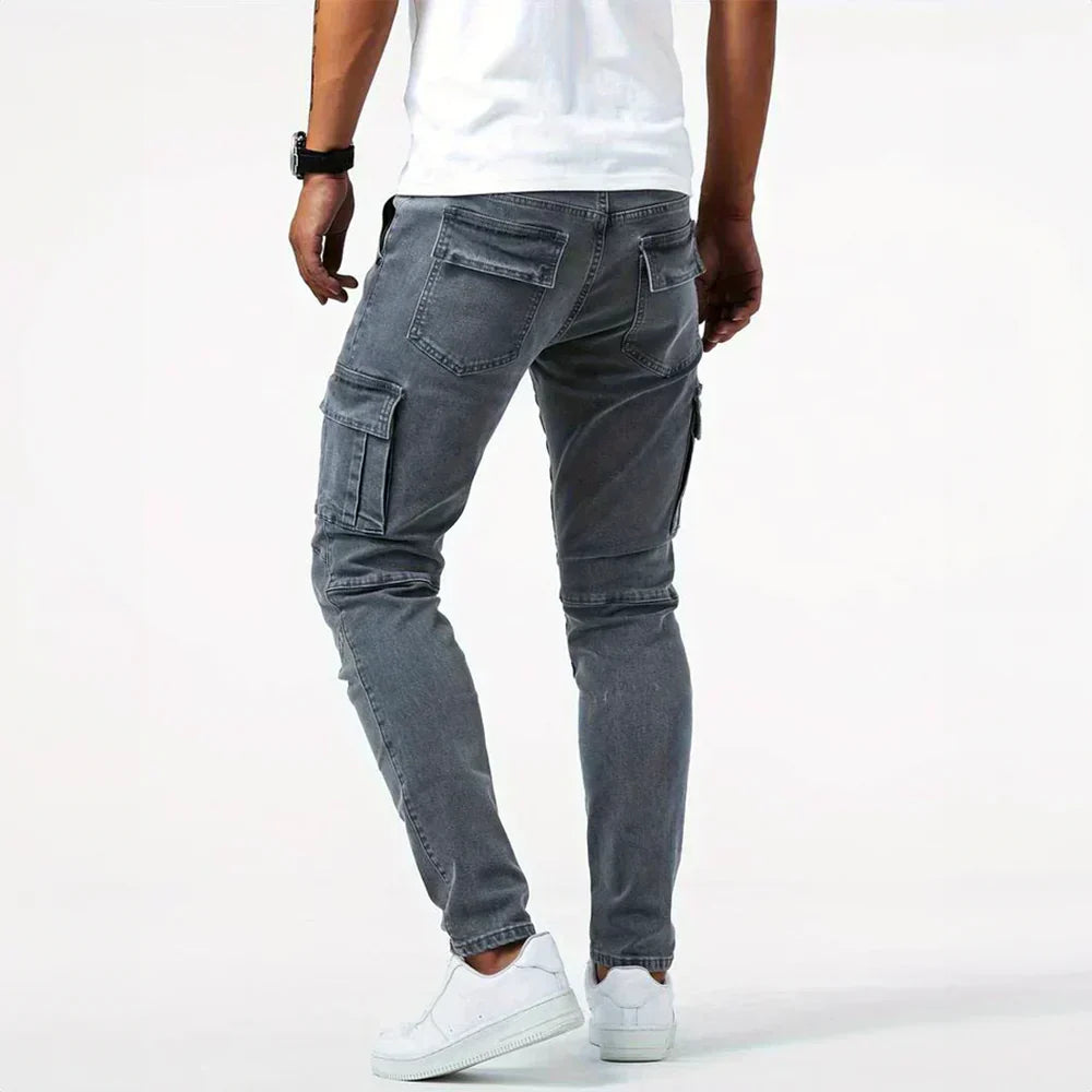 Stretch Cargo Jeans for Men, Comfortable Fit with Functional Pockets, Elastic Denim for Versatile Style-3