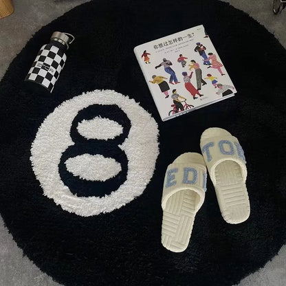 8 Ball Rug Round Tufted Halloween Floor Mat Fall 2025 Indoor Accent Plush Acrylic Entryway Rug