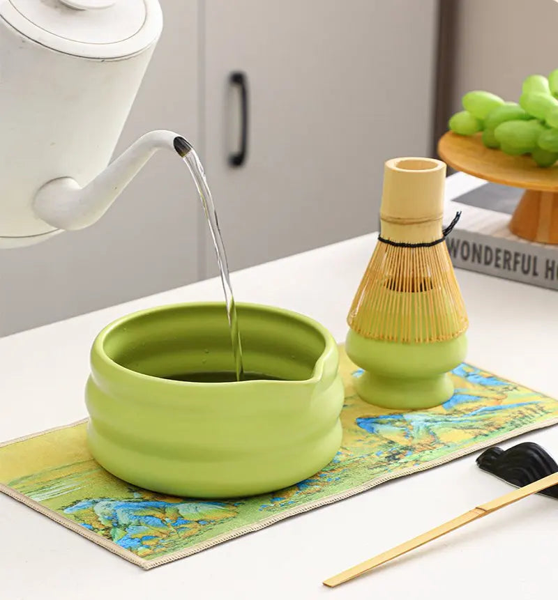 Matcha Kit Ceramic Bowl With Bamboo Whisk Traditional