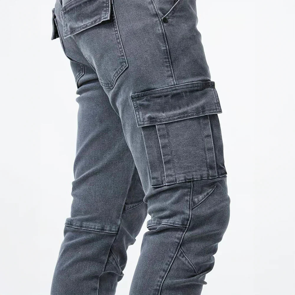 Stretch Cargo Jeans for Men, Comfortable Fit with Functional Pockets, Elastic Denim for Versatile Style-5