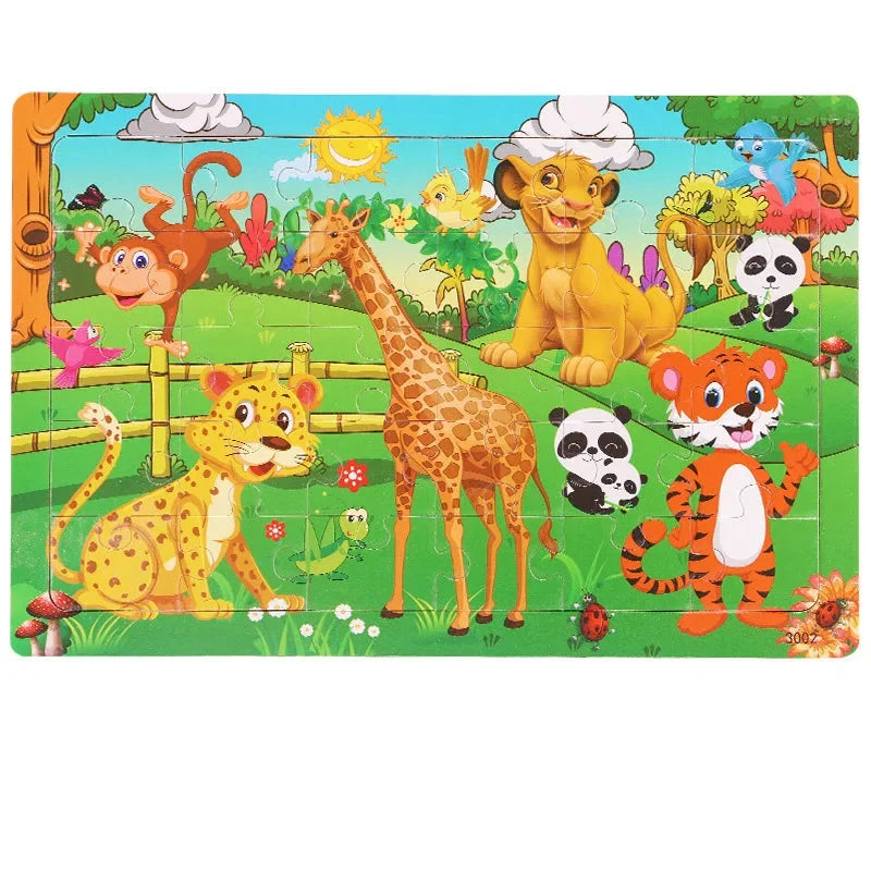 Thinking Logic Wooden Puzzle Jigsaw for Kids - Animal Vehicle Educational Gift