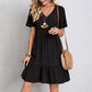 Casual V-Neck A-Line Mini Dress for Women, Short Sleeves, Comfortable Stretch Fabric, Perfect for Summer Events-4