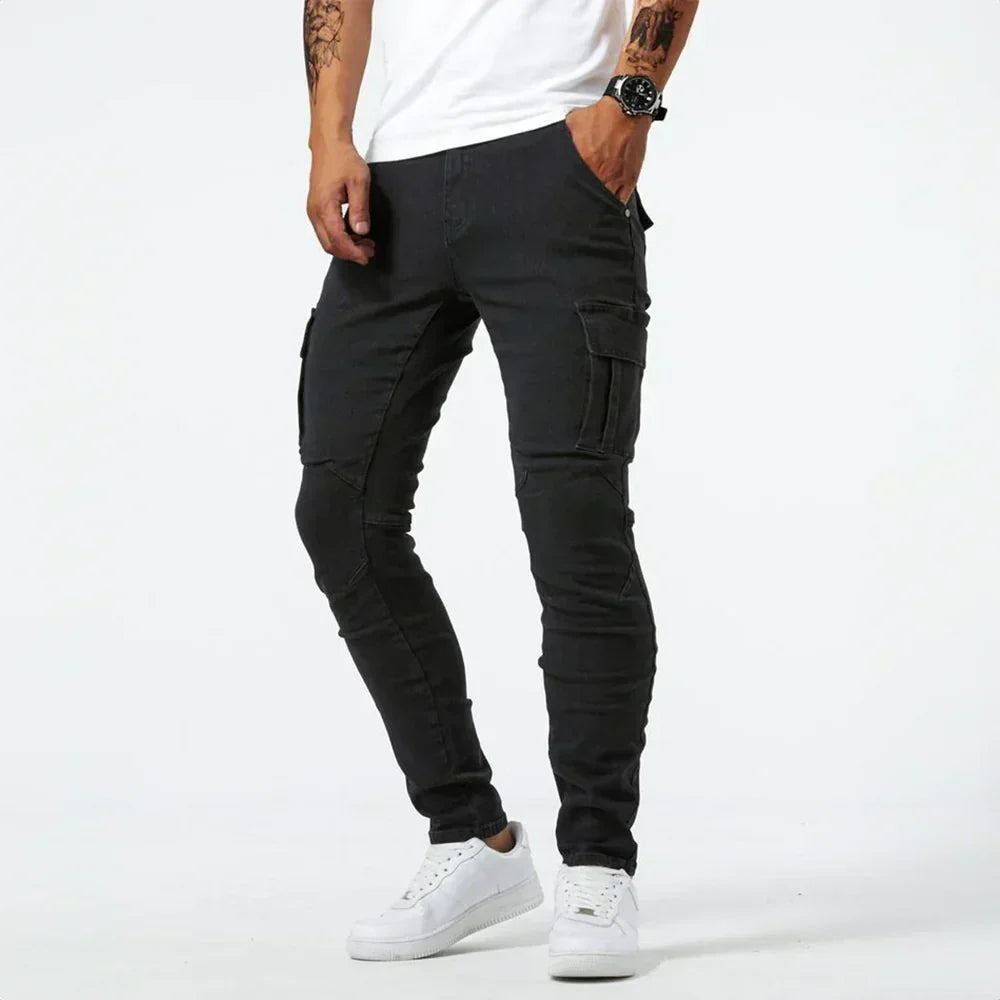 Variant image for Stretch Cargo Jeans for Men, Comfortable Fit with Functional Pockets, Elastic Denim for Versatile Style-13