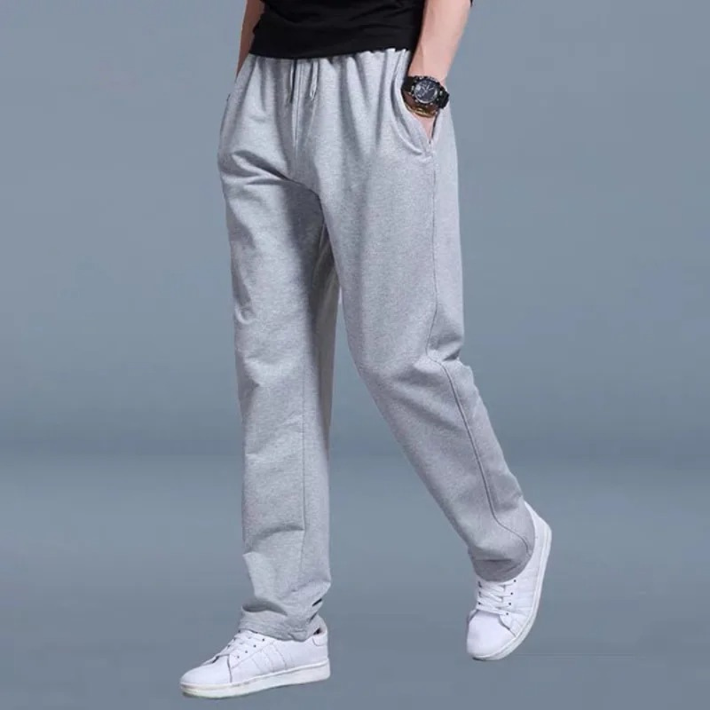 Light Summer Jogging Pants for Men, Comfortable Wide Leg Sweatpants with Adjustable Waistband, Cotton Training Joggers-4