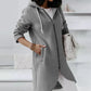 Relaxed Warm Women's Long Hoodie - Zip Front, Knit, Autumn