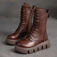 Women’s Supportive Platform Boots - Lace-Up Leather, Winter