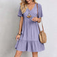 Variant image for Casual V-Neck A-Line Mini Dress for Women, Short Sleeves, Comfortable Stretch Fabric, Perfect for Summer Events-31