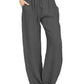 Variant image for Casual Women's Wide Leg Pants, Loose-Fit Cotton Trousers with Drawstring Waist and Pockets, Lightweight Summer Style-31