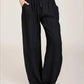 Casual Women's Wide Leg Pants, Loose-Fit Cotton Trousers with Drawstring Waist and Pockets, Lightweight Summer Style-3