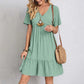 Variant image for Casual V-Neck A-Line Mini Dress for Women, Short Sleeves, Comfortable Stretch Fabric, Perfect for Summer Events-25