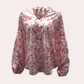 Floral Print White Blouse for Women, Lightweight Summer Top, Plus Size Casual Loose Fit in Green, Purple, Pink-3