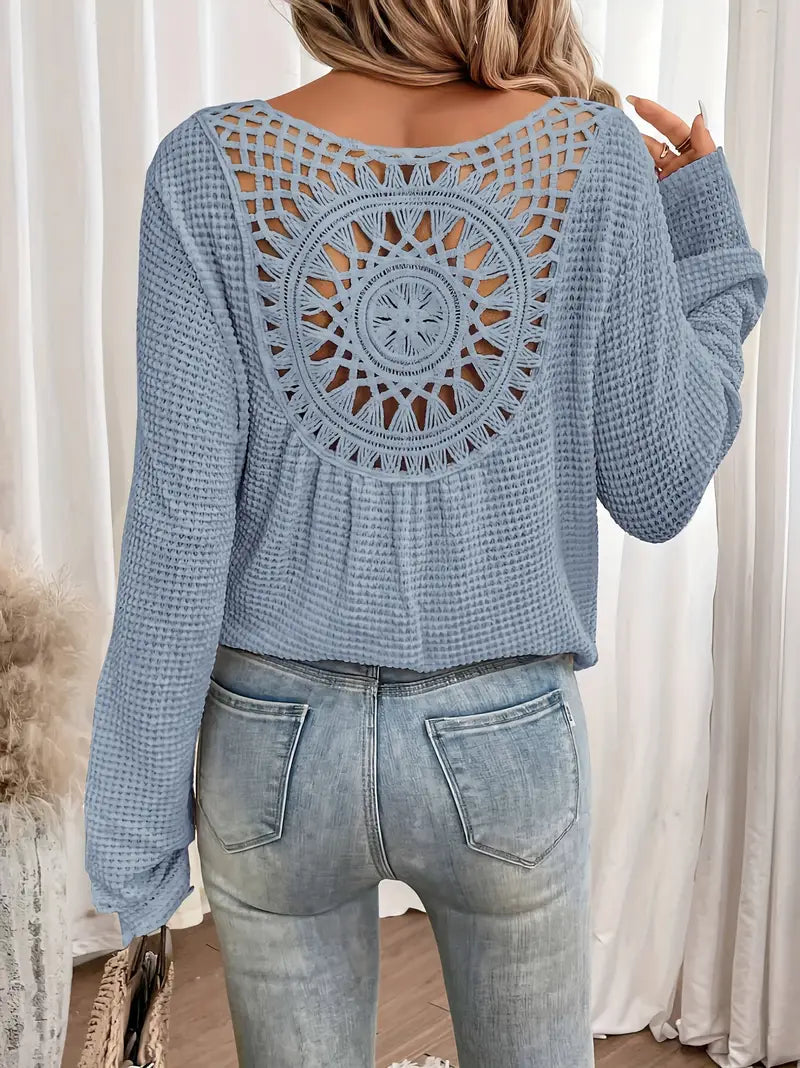 Atmungsaktives Damen-Hemd – V-Ausschnitt mit Cut-Out-Detail, strukturierter Stoff, für den Alltag 10