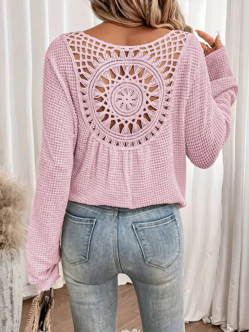 Atmungsaktives Damen-Hemd – V-Ausschnitt mit Cut-Out-Detail, strukturierter Stoff, für den Alltag 13
