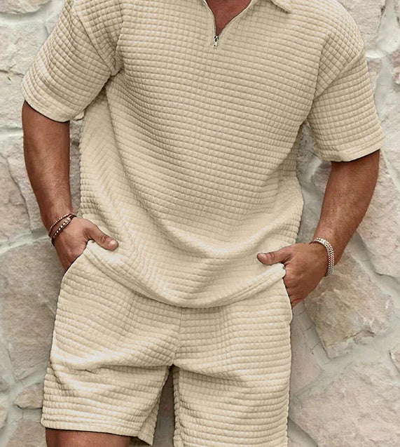 Atmungsaktives Herren Kurzarm-Set – geriffeltes Design, hochwertiger Stoff, für Freizeitaktivitäten 0