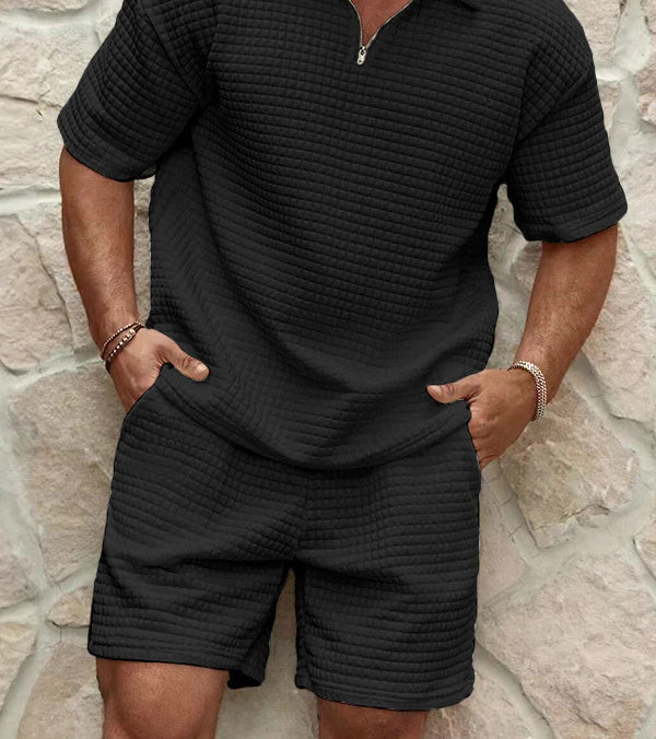 Atmungsaktives Herren Kurzarm-Set – geriffeltes Design, hochwertiger Stoff, für Freizeitaktivitäten 5