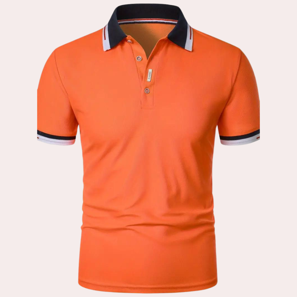 Atmungsaktives Herren Poloshirt in Orange – klassischer Schnitt, Baumwolle, für Sportevents 1