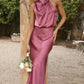 Variant image for Elegant Long Sleeve Dress in Shimmering Fabric, Fluid Silhouette for Formal Events, Full-Length Long Dress for Women-15