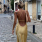 Elegant Backless Satin Floral Maxi Dress for Women with Open Shoulders and Long Skirt, Perfect for Special Occasions-2