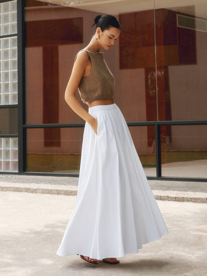 Variant image for Women's Black Maxi Skirt, Elegant Long Full Skirt with Flowing Design, Comfortable Fit for Casual and Work Wear-1