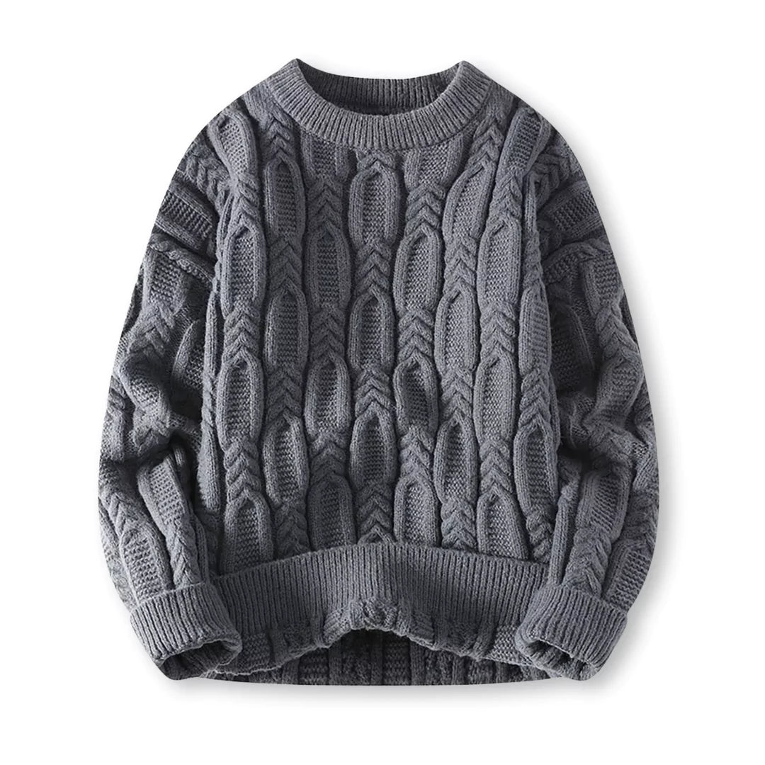 Men’s Warm Sweater - Cable Knit, Chunky, For Winter