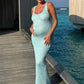 Elegant Maxi Dress for Women in Sky Blue and Yellow, Flattering Fit, Flowing Long Dress for Special Occasions and Everyday Wear-3