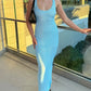Elegant Maxi Dress for Women in Sky Blue and Yellow, Flattering Fit, Flowing Long Dress for Special Occasions and Everyday Wear-4