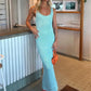 Elegant Maxi Dress for Women in Sky Blue and Yellow, Flattering Fit, Flowing Long Dress for Special Occasions and Everyday Wear-1