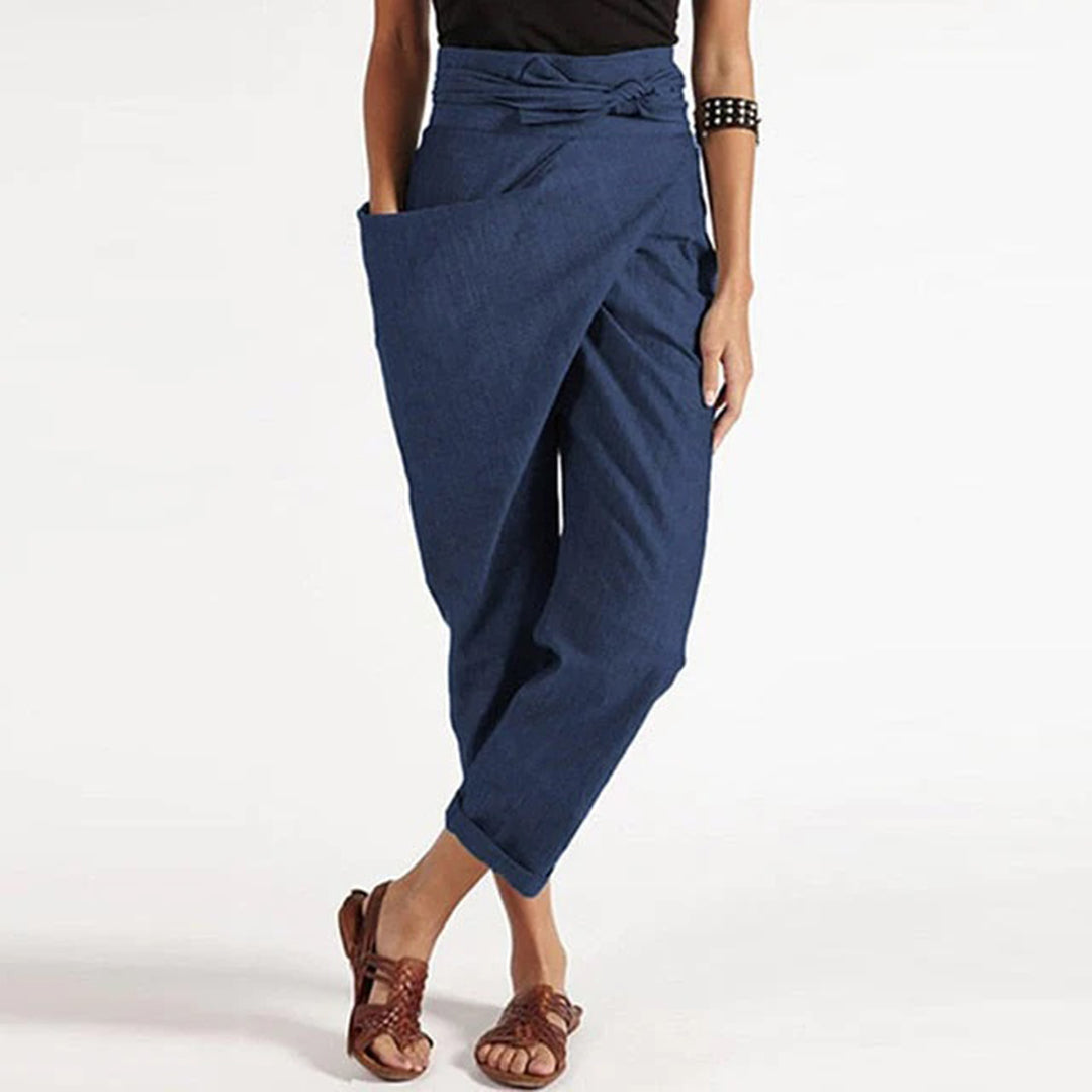 Bequeme Damen-Cropped-Hosen – Front-Knot-Design, Polyester, für den Sommer 3