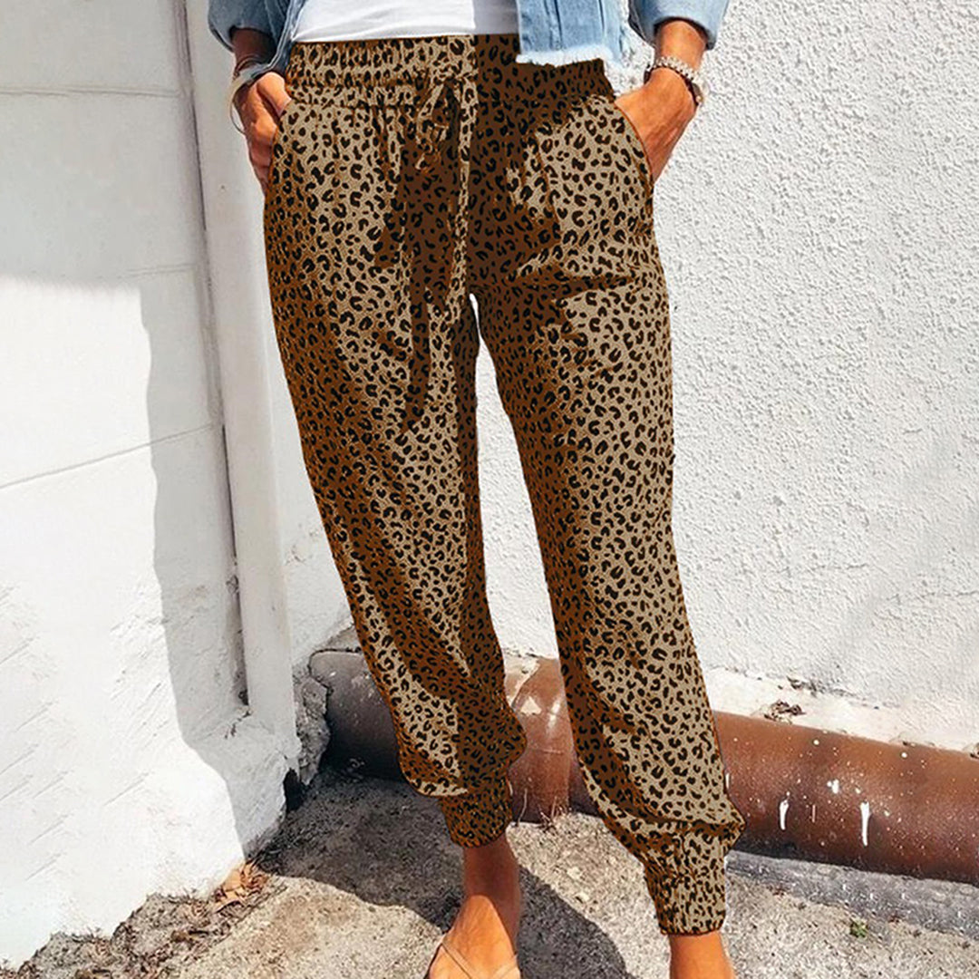Bequeme Damen-Hose – lässiges Leopardenmuster, Polyester, für Freizeitaktivitäten 4