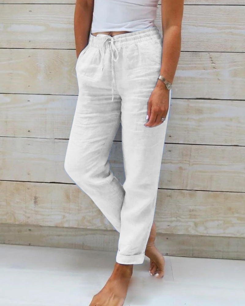 Bequeme Damen Leinenhose – elastisch, hochwertig, für jeden Anlass 0
