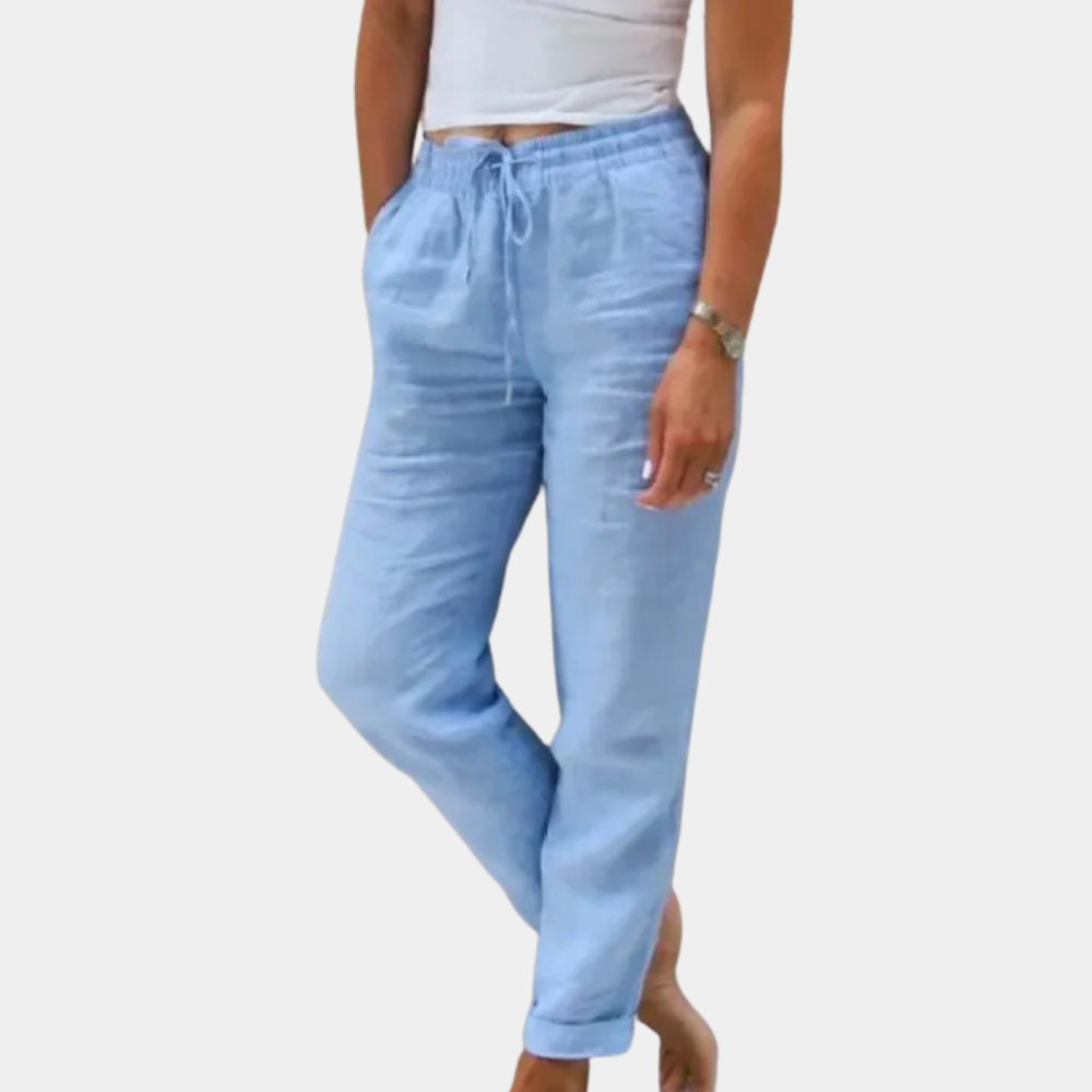 Bequeme Damenhose – lässiger Schnitt, Baumwoll-Leinen-Mischung, für den Sommer 0