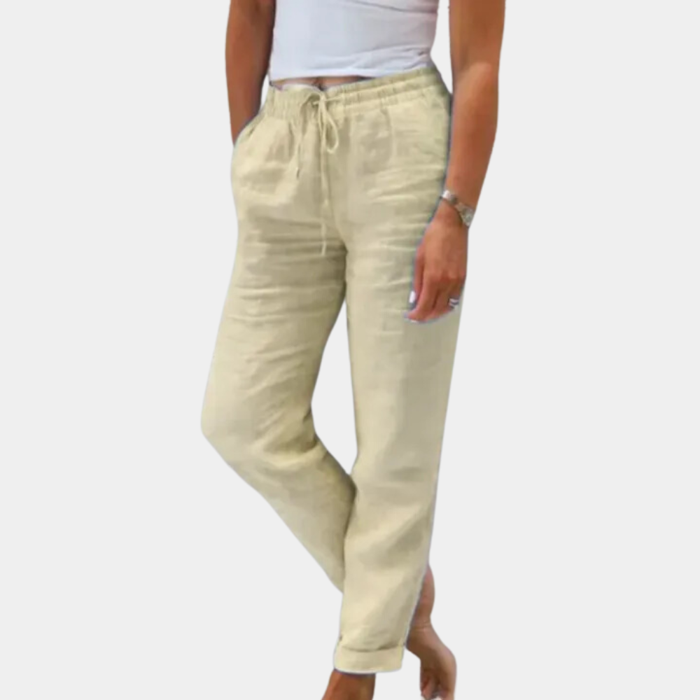 Bequeme Damenhose – lässiger Schnitt, Baumwoll-Leinen-Mischung, für den Sommer 3