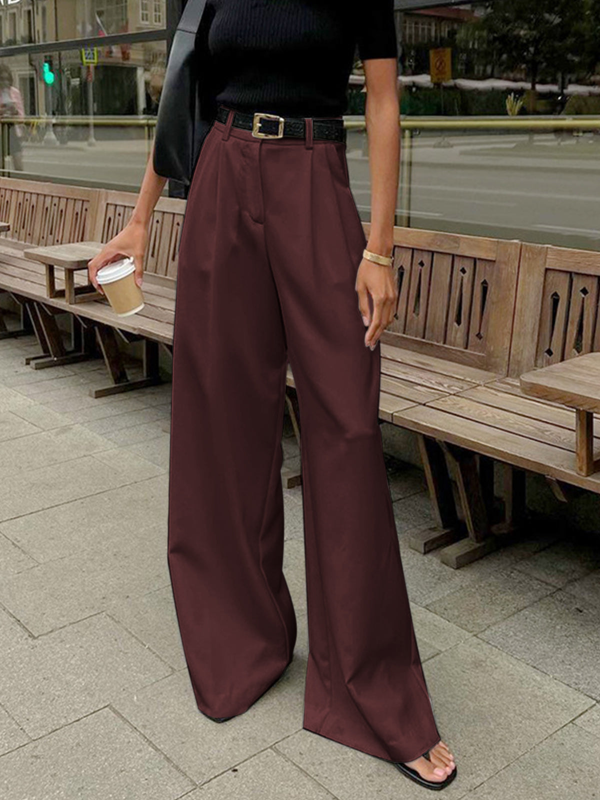 Bequeme Damenstoffhose – weit geschnitten, pflegeleicht, für Freizeit und Büro 11