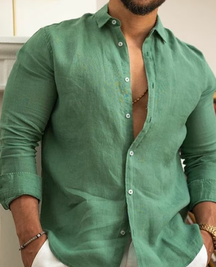 Classic Men's Dress Shirt, Lightweight Button-Up, Breathable Fabric, Versatile Fit for Casual and Formal Occasions-2