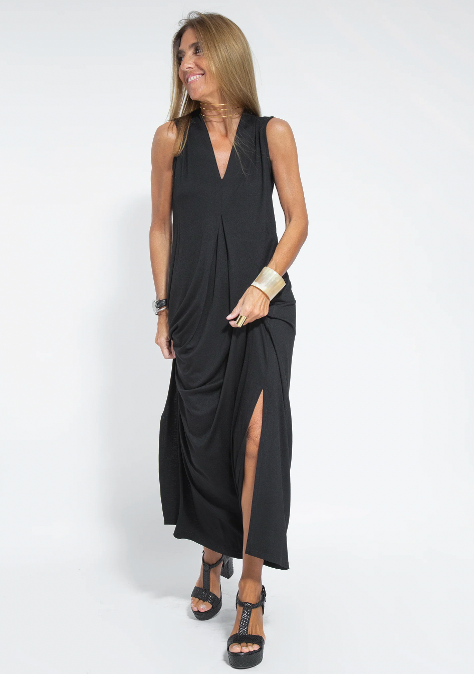 Elegant Women's Maxi Dress Set with Fluid Jacket for Formal and Casual Occasions, Soft Lightweight Fabric, Long Length-2